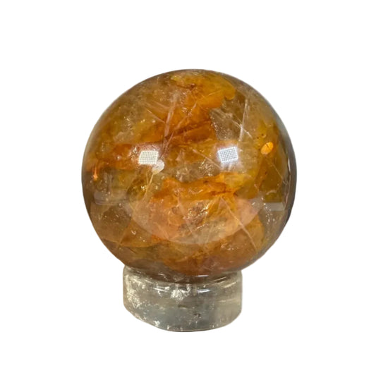 Aurelia Sphere — Amber-Brown Golden Healer Quartz